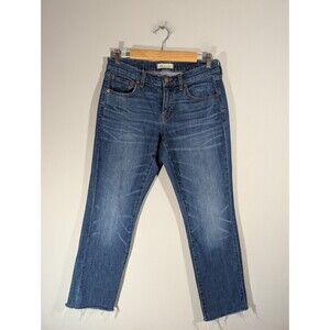 Madewell Womens The Slim Boy Raw Hem Jeans Sz 25 Minimalist Capsule Everyday